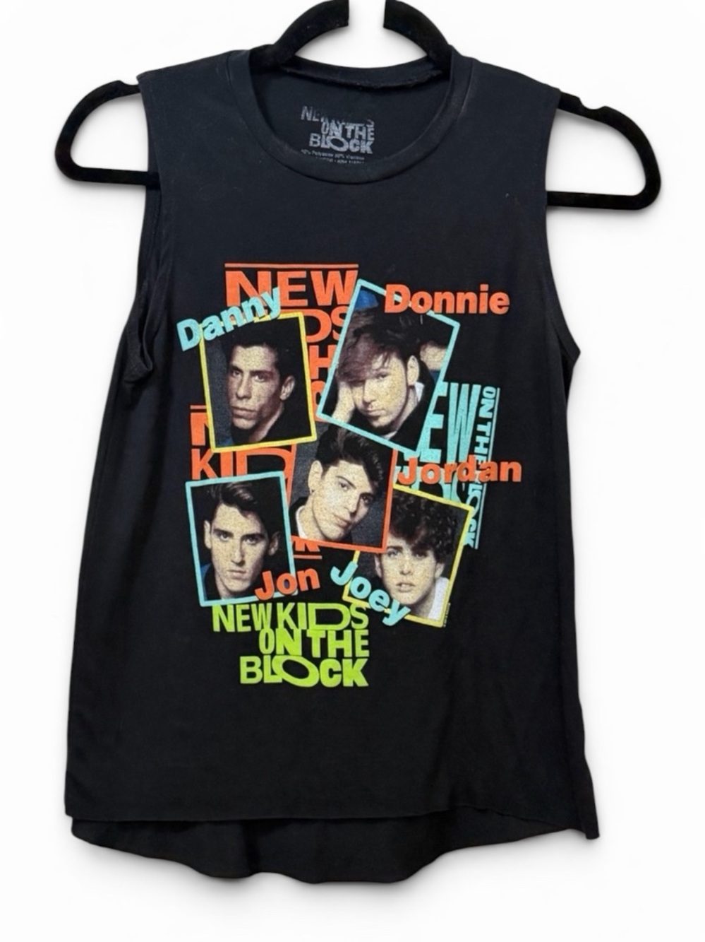 Vintage New Kids On The Block Black Graphic Muscle Tee - unisex